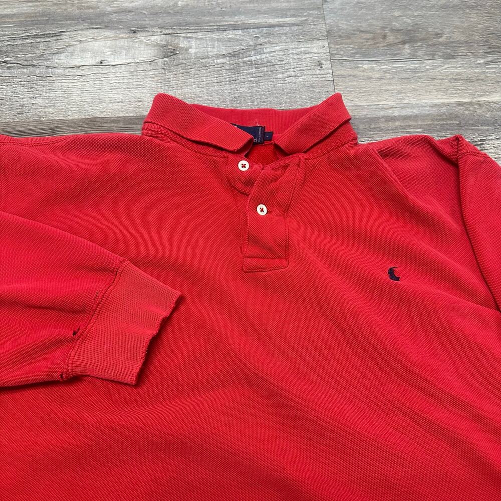 Vintage 90s Polo Ralph Lauren Red Men XXL Mini Pony Long Sleeve Pique Polo Shirt